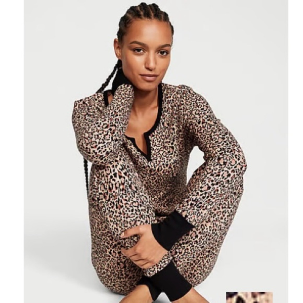 NWT Victoria’s Secret Thermal Top & Pants PJ’s Leopard Print Size XXL